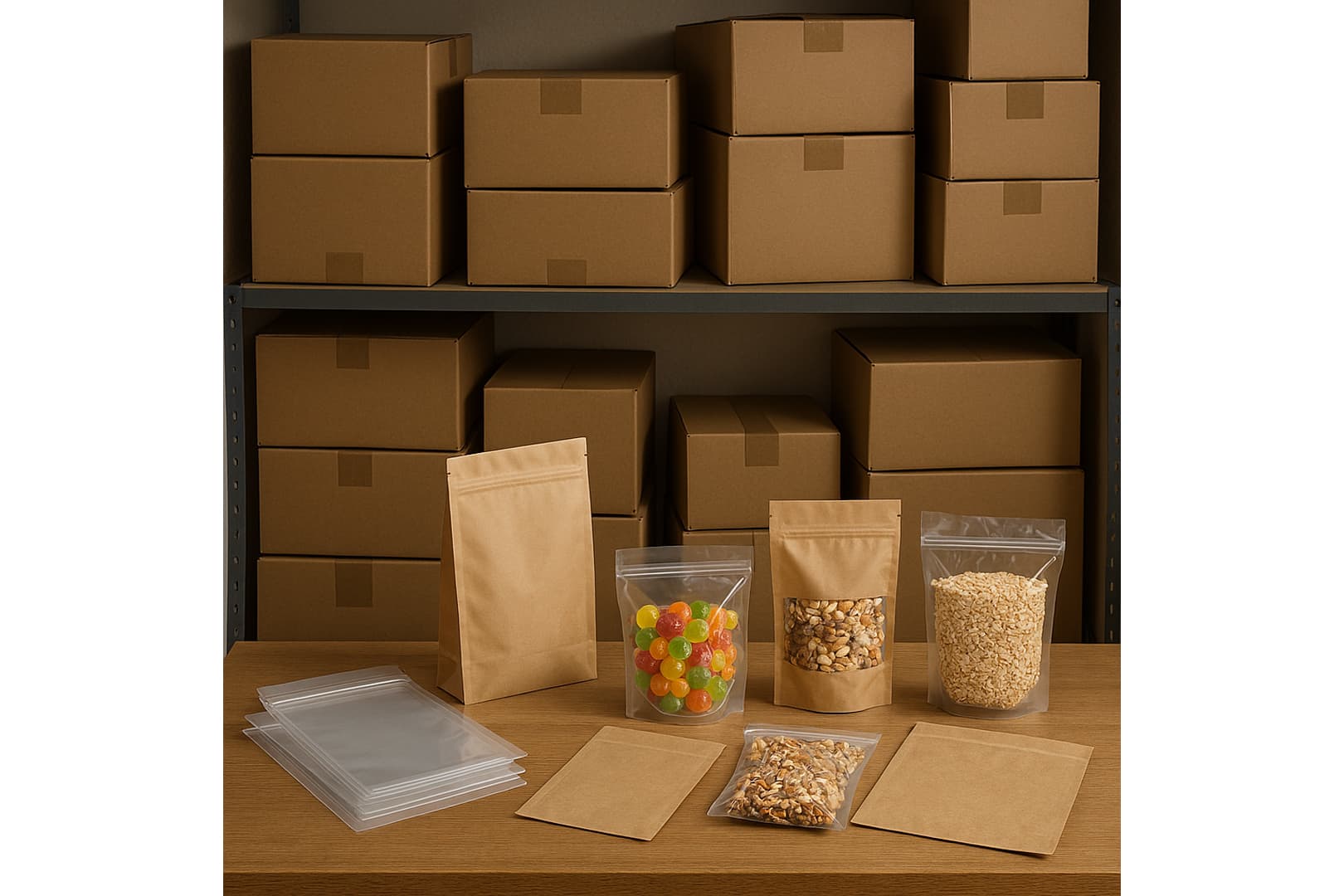 Ảnh: bao bì, thùng carton và dụng cụ lưu kho